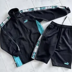 PUMA ジャージセット 140サイズ ブラック/ターコイズ
