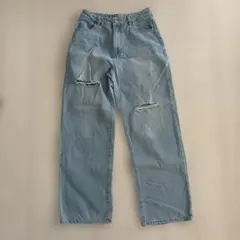 Lutique　ルティーク　ダメージデニム　ダメージ　パンツ　ジーンズ　しまむら