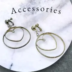 ハート＆キラキラ＆輪っかのゆらゆらイヤリング♡vintage