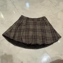 ブラウン系チェック プリーツスカート スカパン付きWEGO Y2K