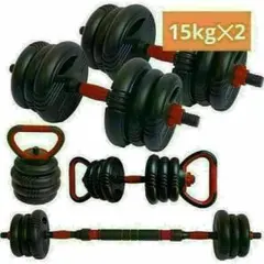 送料無料可変式ダンベル 30kg(15kg×2個)多機能 ケトルベル バーベルのサムネイル