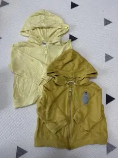 黄色　フード付きパーカーセット　80
