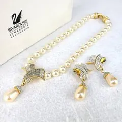 △極美品△スワロフスキー　パール　ネックレス　イヤリング　セット　箱つき