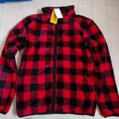 赤と黒のチェック フリースジャケット