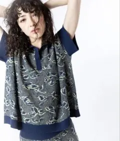 osmosis⭐︎スキッパージャガードニットプルオーバー　NAVYのサムネイル