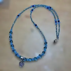 あや様ご専用　　青系ビーズネックレス（Thank youチャーム付き）