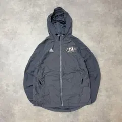 アディダスナイロンジャケットadidas古着フルジップ企業ロゴ刺繍グレー/C76