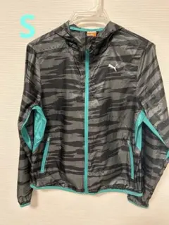 PUMA ウィンドブレーカー 黒、グレー・ターコイズ迷彩柄