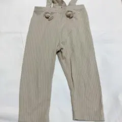 サスペンダー付きズボン　ベージュ コットン混 レギンス 80cm