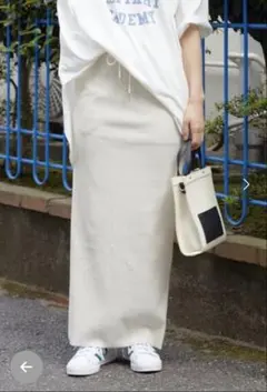 フリークスストア ロング丈 ニットスカート アイボリーのサムネイル
