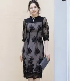 【新品】ドレス 結婚式 披露宴 Iライン レース パーティードレス