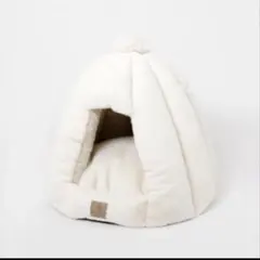 美品！　ファードーム型セミクローズドファーペットハウス クッション付