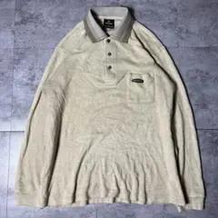 希少 日本製 90s DUNLOP 長袖ポロシャツ ロゴワッペン 起毛素材