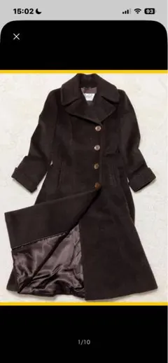 MaxMara ロングコート ダークブラウンアルパカ混 ビッグカラー 白タグのサムネイル