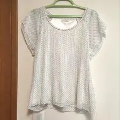 pour la frime ホワイトドット柄半袖ブラウスMサイズのサムネイル