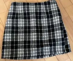 チェック柄ミニスカート　冬素材
