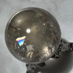 虹シラーあり♡ ルチル入 水晶 スモーキー クォーツ 置物 スフィア