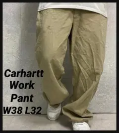 カーハート　カーキ　ワークパンツ　ビックサイズ　古着　W38 L32