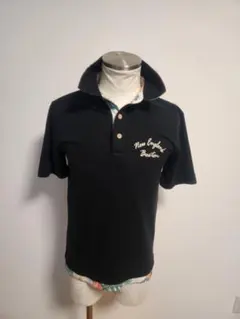【美品】Shelty ポロシャツ メンズ M ブラック ボタニカル・花柄切替