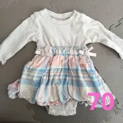 女の子　70サイズ　ロンパース　スカート　チェック柄 　ブランシェス