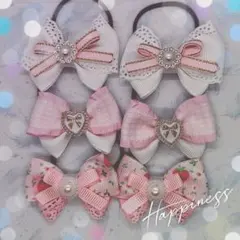 G1110 ハンドメイド　ヘアゴムセット　ピンク