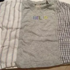 petit main HELLO刺繍 切替Tシャツ 90cm