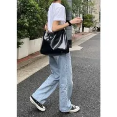 《訳あり》新品★レザーショルダーバッグ ブラック★