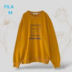 フィラ　スウェット　トレーナー　M　マスタード　ロゴ刺繍　ビックロゴ　2041のサムネイル