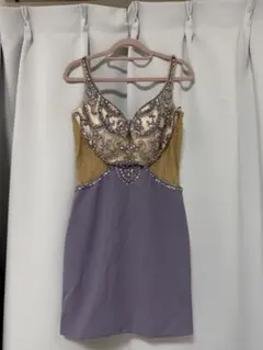 IRMA キャバドレスビジュー刺繍ドレス 紫