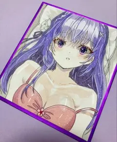 エミリア リゼロ 手描きイラスト アナログイラスト 原画 一点物 色紙