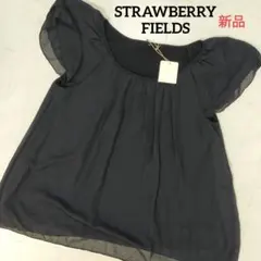 新品タグ付き STRAWBERRY FIELDS　カットソー　S　黒色 シアーのサムネイル