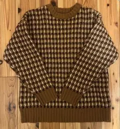 O&Gオーシャンアンドグラウンド☆チェック柄セーター ブラウン系　150
