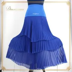 【美品 社交ダンス衣装】スカート レッスンウェア 練習着 青 ブルー プリーツ