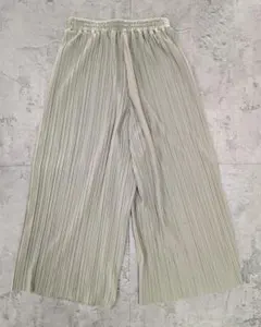 ワイドパンツ プリーツ ウエストゴム 楽ちん 体型カバー M カジュアル