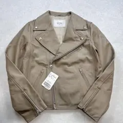 【未使用】SLOBE IENA ダブル レザーライダースジャケット ベージュ