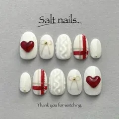 2/15まで.ᐟ ネイルチップ サイズオーダー 冬ネイル バレンタインネイル
