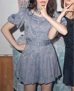 BUBBLES ボックスプリーツジャガードスカパン