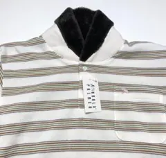 未使用タグ付き アーノルドパーマー ボアカラーポロシャツ 白×ボーダー Mサイズ