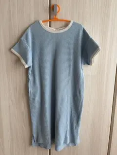 ブリーズ　水色リブ編みワンピース　120
