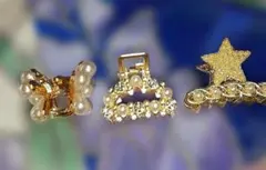 パール装飾ヘアクリップ3個セット(サイズ2cm)