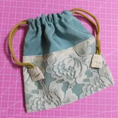 ハンドメイド巾着① 着物生地 新品反物 古布 レース生地 在庫整理