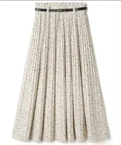 GRL ベルト付き小花柄プリーツロングスカート