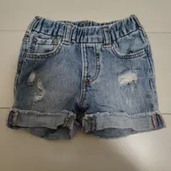 ライトブルー ダメージ加工 ショートパンツ