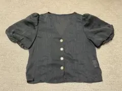 ラメ入りVネックパフスリーブトップス[at1303]