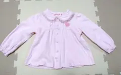 【90cm】メゾピアノ 襟付きブラウスカットソー　ピンク