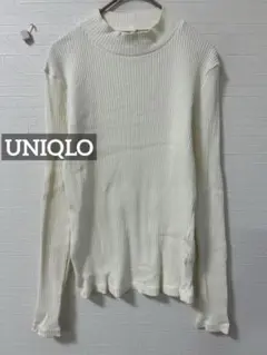 k0204 UNIQLO リブハイネックT オフホワイト