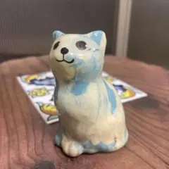 カナダ製 ペーパーマシェデコパージュ 猫 陶器製 置物 ヴィンテージ