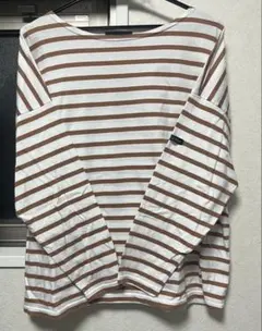 ルミノア　カットソー　ボーダー白✖️茶