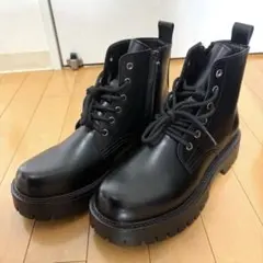 LEAPGOATレースアップブーツ サイドジップ 厚底ブラック26cmメンズ新品