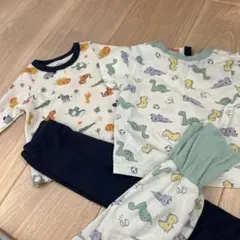 恐竜と動物プリントの長袖、半袖パジャマセット